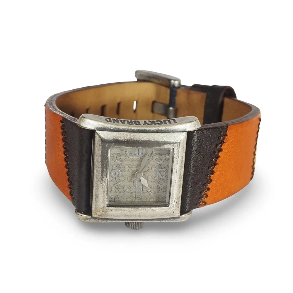 Lucky Brand Quartz Watch Y121E Patchwork Leather‎ Band Women Brown Multicolor